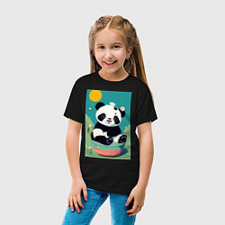 Футболка хлопковая детская Панда Мэй, цвет: черный — фото 2