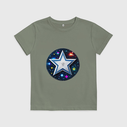 Детская футболка Звезда и полотно космоса / Авокадо – фото 1