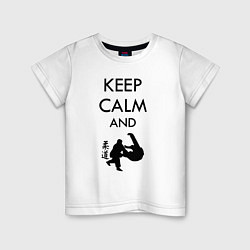 Футболка хлопковая детская Keep calm and judo, цвет: белый