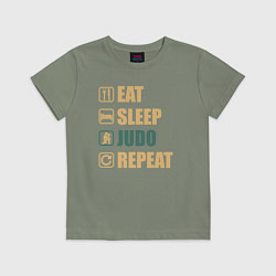 Футболка хлопковая детская Eat sleep judo, цвет: авокадо