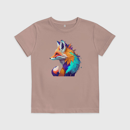 Детская футболка Красочная Лисичка - нейросеть / Пыльно-розовый – фото 1