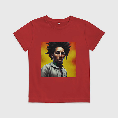 Детская футболка Граффити Арт в оранжевых тонах Боб Марли / Красный – фото 1