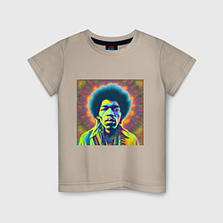 Футболка хлопковая детская Jimi Hendrix Magic Glitch Art, цвет: миндальный