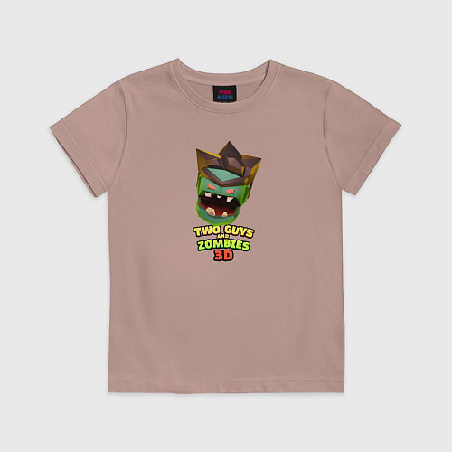 Детская футболка Two Guys & Zombies 3D - Голова зомби / Пыльно-розовый – фото 1