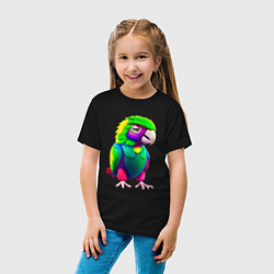 Футболка хлопковая детская Мультяшный попугай, цвет: черный — фото 2