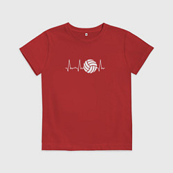 Футболка хлопковая детская Сердце волейболиста, цвет: красный