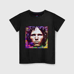 Футболка хлопковая детская Jim Morrison Glitch 25 Digital Art, цвет: черный