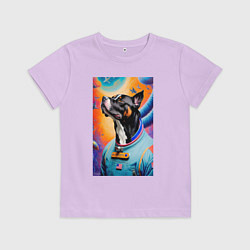 Футболка хлопковая детская Пёс-космонавт - нейросеть, цвет: лаванда