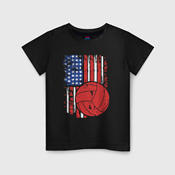 Футболка хлопковая детская Volleyball USA, цвет: черный