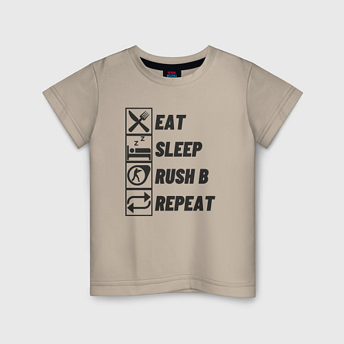 Детская футболка Eat sleep rush b / Миндальный – фото 1