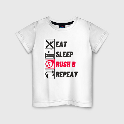 Детская футболка Eat sleep rush b repeat / Белый – фото 1