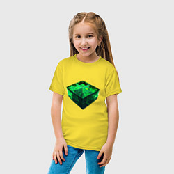 Футболка хлопковая детская Куб из зелёного кристалла, цвет: желтый — фото 2