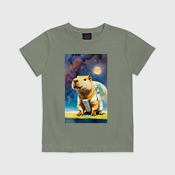Детская футболка Capybara brave astronaut - neural network