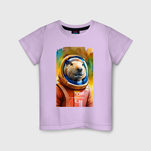 Детская футболка Capybara astronaut - NASA - neural network / Лаванда – фото 1