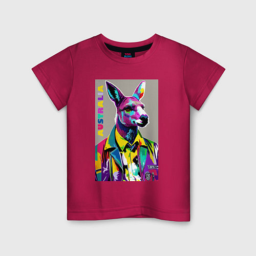 Детская футболка Kangaroo - Australia - pop art / Маджента – фото 1