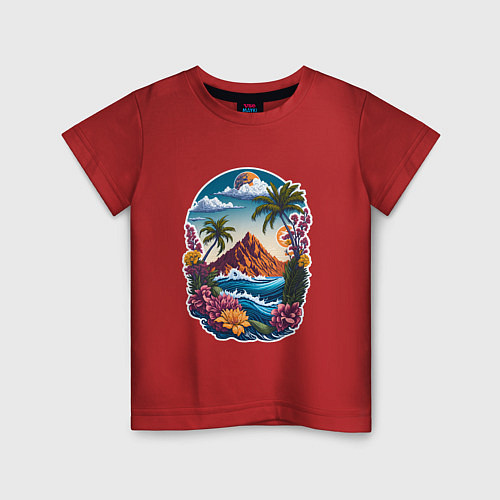 Детская футболка Горы и море - экзотика / Красный – фото 1