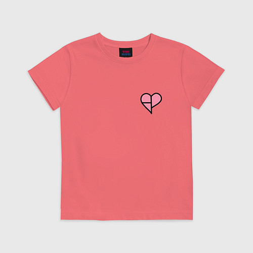 Детская футболка Сердечко BlackPink - мини / Коралловый – фото 1