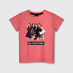 Футболка хлопковая детская Rose Blackpink kpop, цвет: коралловый