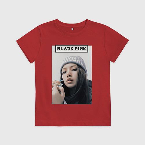 Детская футболка Джису блэкпинк / Красный – фото 1
