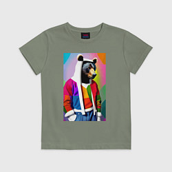 Футболка хлопковая детская Baer fashionista - pop art - neural network, цвет: авокадо