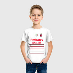 Футболка хлопковая детская Рафаэль Леао ФК Милан форма 2223 гостевая, цвет: белый — фото 2