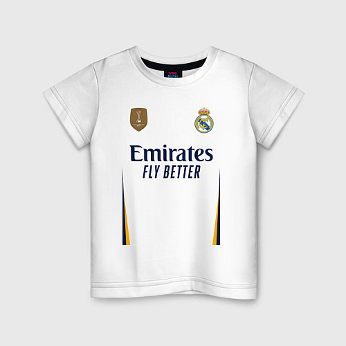 Детская футболка Винисиус Жуниор ФК Реал Мадрид форма 2324 домашняя / Белый – фото 1