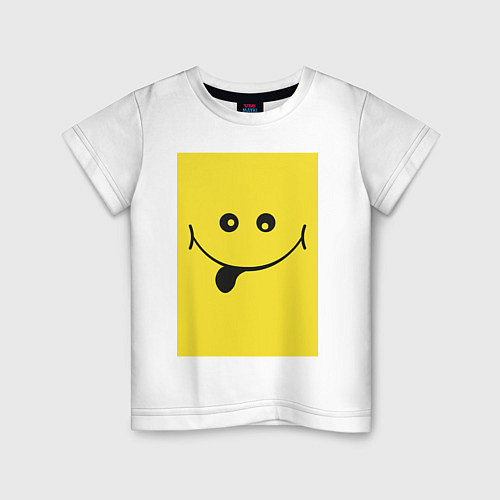 Детская футболка Супер позитивный крейзи смайл / Белый – фото 1
