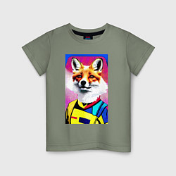 Футболка хлопковая детская Fox - pop art - fashionista, цвет: авокадо