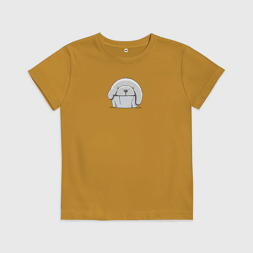 Детская футболка Белый медведь на льдине / Горчичный – фото 1