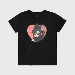 Футболка хлопковая детская Wei Wuxian heart, цвет: черный