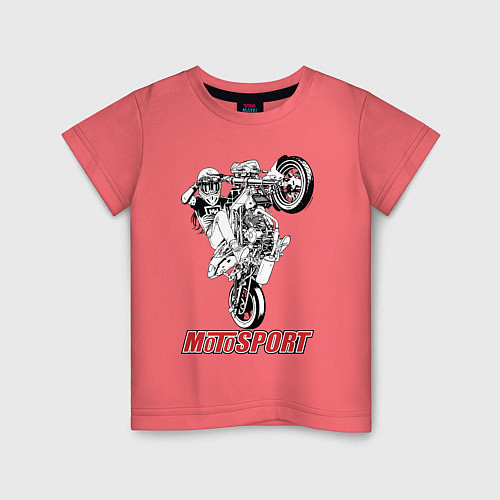 Детская футболка Motosport girl / Коралловый – фото 1