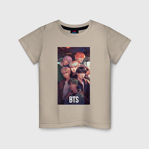 Детская футболка BTS kpop art anime / Миндальный – фото 1