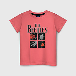 Футболка хлопковая детская Beetles, цвет: коралловый