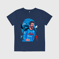 Футболка хлопковая детская Хвича Кварацхелия Наполи Кварадона, цвет: тёмно-синий
