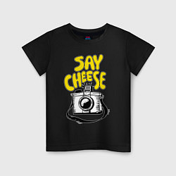 Футболка хлопковая детская Cheese photo camera, цвет: черный