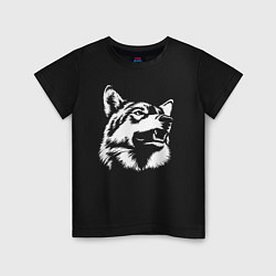 Футболка хлопковая детская Голова волка Wolf head, цвет: черный