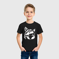 Футболка хлопковая детская Голова волка Wolf head, цвет: черный — фото 2