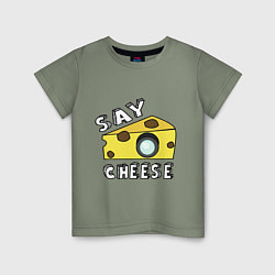 Футболка хлопковая детская Say cheese, цвет: авокадо