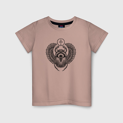 Детская футболка Жук скаребей Египет / Пыльно-розовый – фото 1