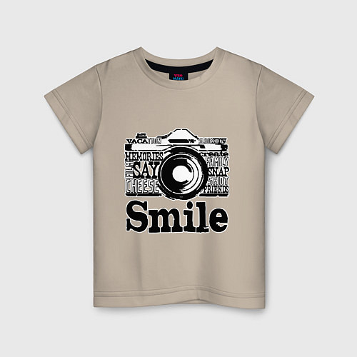 Детская футболка Smile camera / Миндальный – фото 1