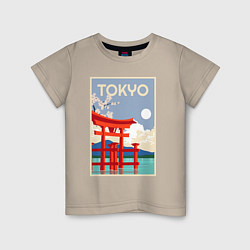 Футболка хлопковая детская Tokyo - japan, цвет: миндальный