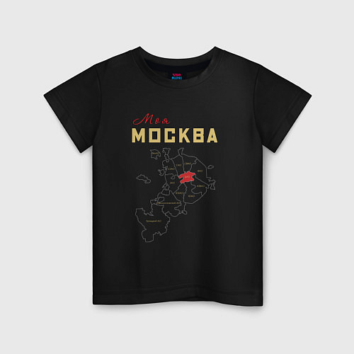 Детская футболка Моя Москва ЦАО / Черный – фото 1