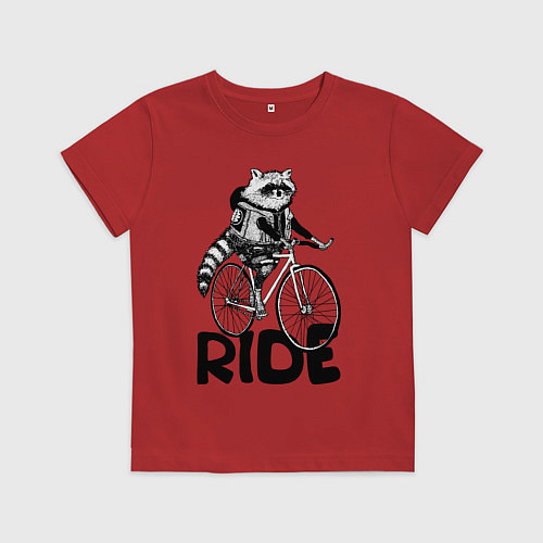 Детская футболка Raccoon ride / Красный – фото 1