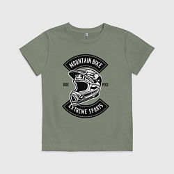 Футболка хлопковая детская Mountain bike helmet, цвет: авокадо