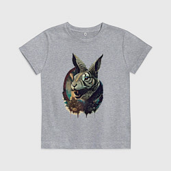 Футболка хлопковая детская Свирепый зайчара - нейросеть, цвет: меланж