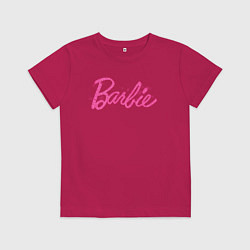 Футболка хлопковая детская Блестящий логотип Барби, цвет: маджента