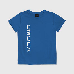 Футболка хлопковая детская Omoda white vertical logo, цвет: синий