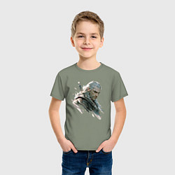 Футболка хлопковая детская Портрет Ведьмака, цвет: авокадо — фото 2