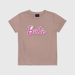 Футболка хлопковая детская Barbie title, цвет: пыльно-розовый