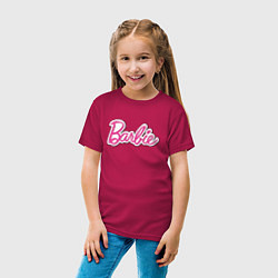 Футболка хлопковая детская Barbie title, цвет: маджента — фото 2
